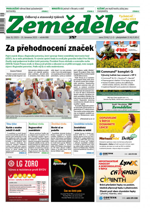 Obálka titulu Zemědělec - vydanie č. 31/2023