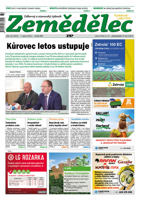 Obálka titulu Zemědělec - vydanie č. 32/2023