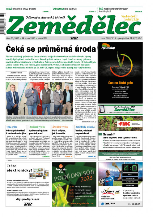 Obálka titulu Zemědělec - vydanie č. 33/2023