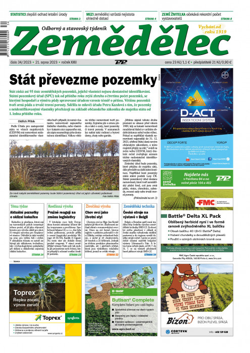 Obálka titulu Zemědělec - vydanie č. 34/2023