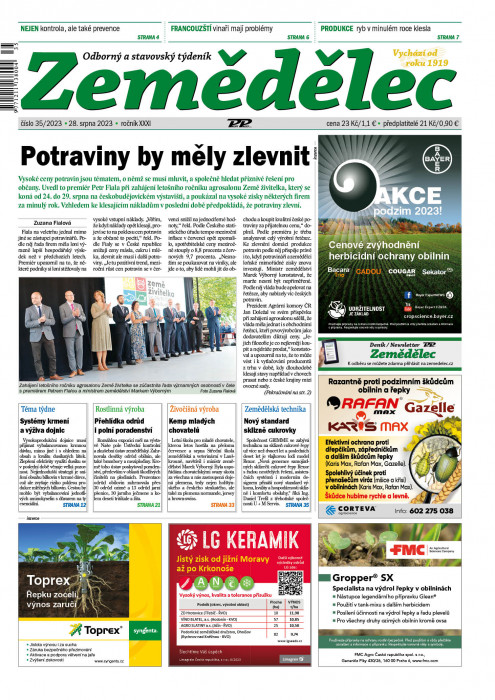 Obálka titulu Zemědělec - vydanie č. 35/2023