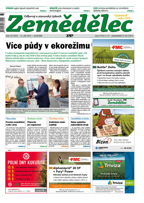 Obálka titulu Zemědělec - vydanie č. 37/2023