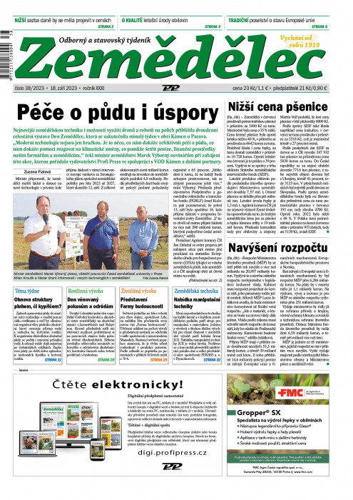 Obálka titulu Zemědělec - vydanie č. 38/2023
