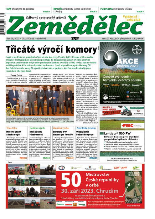 Obálka titulu Zemědělec - vydanie č. 39/2023