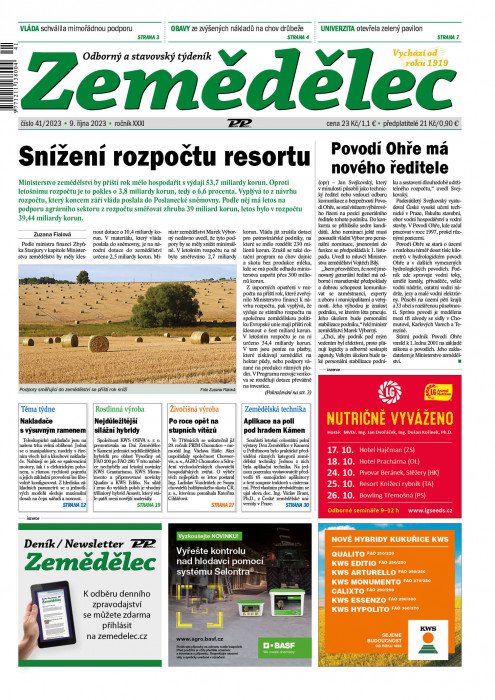 Obálka titulu Zemědělec - vydanie č. 41/2023
