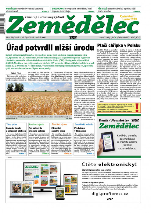 Obálka titulu Zemědělec - vydanie č. 44/2023