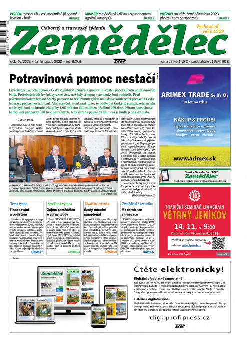 Obálka titulu Zemědělec - vydanie č. 46/2023