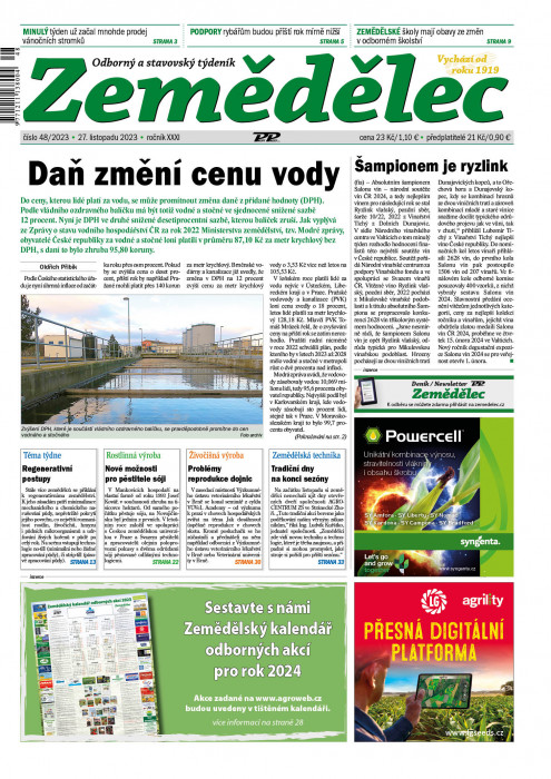 Obálka titulu Zemědělec - vydanie č. 48/2023