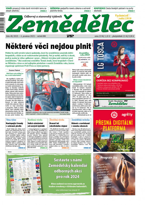 Obálka titulu Zemědělec - vydanie č. 49/2023