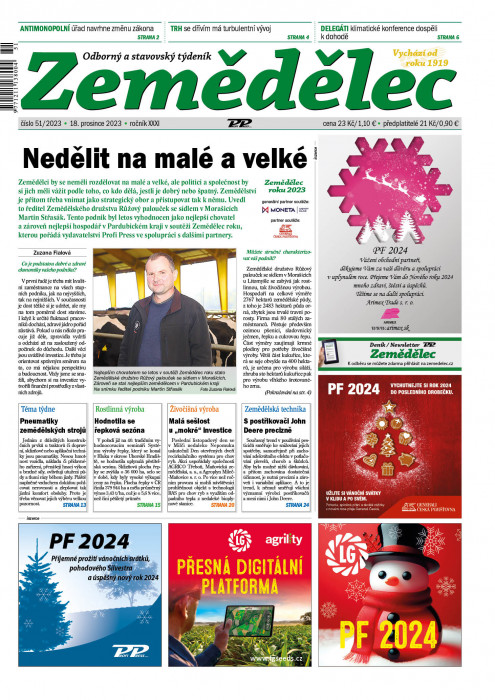 Obálka titulu Zemědělec - vydanie č. 51/2023