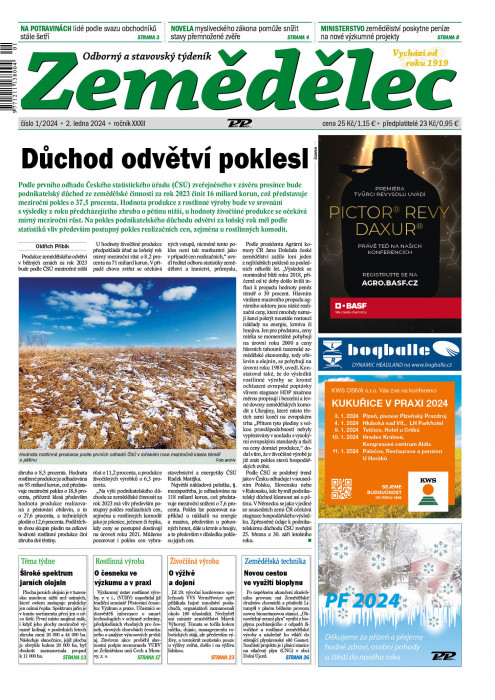 Obálka titulu Zemědělec - vydanie č. 1/2024