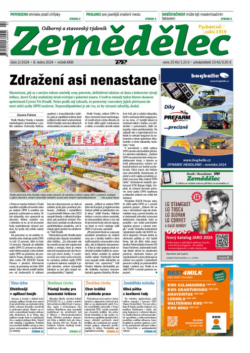 Obálka titulu Zemědělec - vydanie č. 2/2024