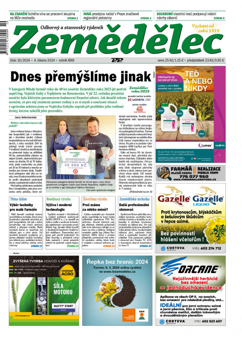 Obálka titulu Zemědělec - vydanie č. 10/2024