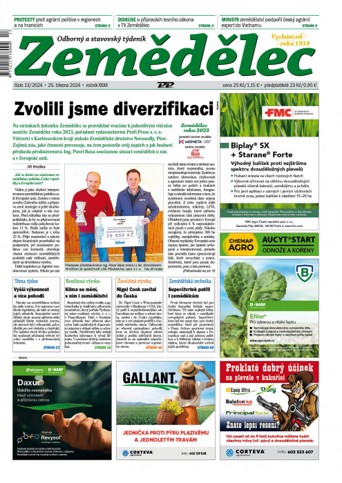 Obálka titulu Zemědělec - vydanie č. 13/2024
