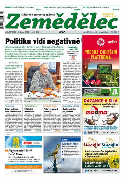 Obálka titulu Zemědělec - vydanie č. 14/2024