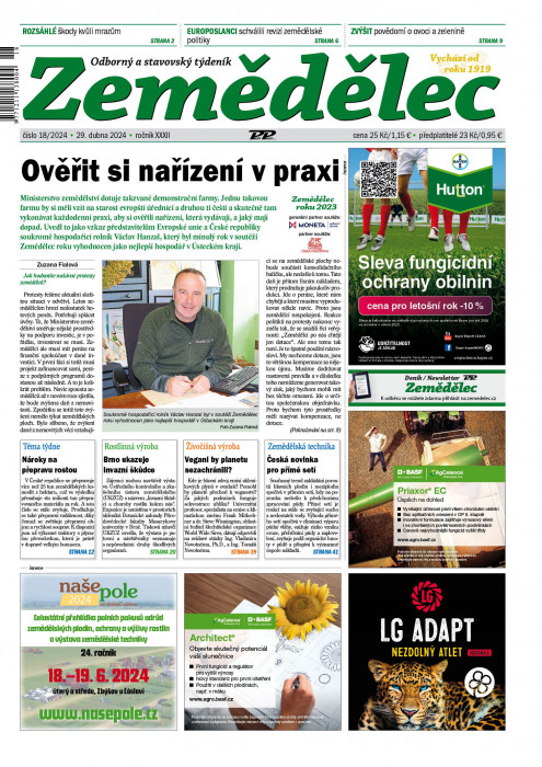Obálka titulu Zemědělec - vydanie č. 18/2024