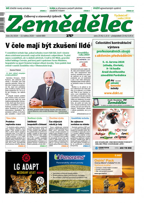 Obálka titulu Zemědělec - vydanie č. 20/2024