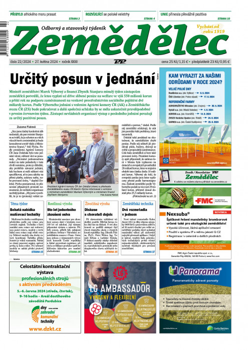 Obálka titulu Zemědělec - vydanie č. 22/2024