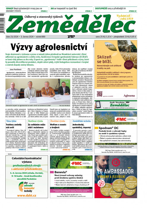 Obálka titulu Zemědělec - vydanie č. 23/2024