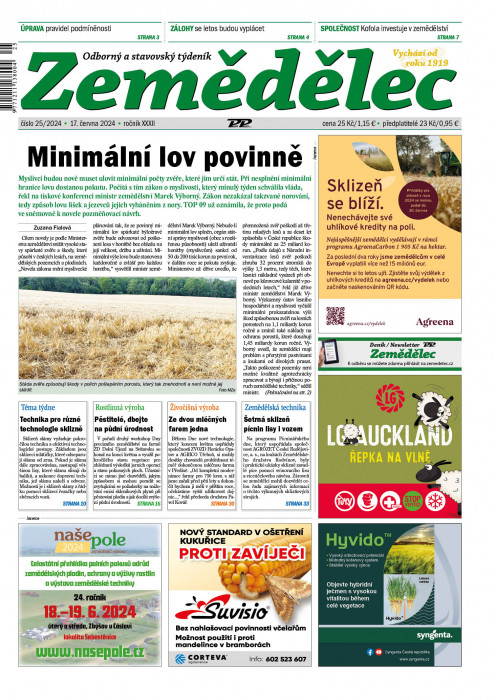 Obálka titulu Zemědělec - vydanie č. 25/2024