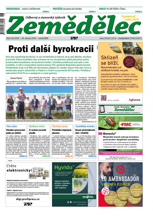 Obálka titulu Zemědělec - vydanie č. 26/2024