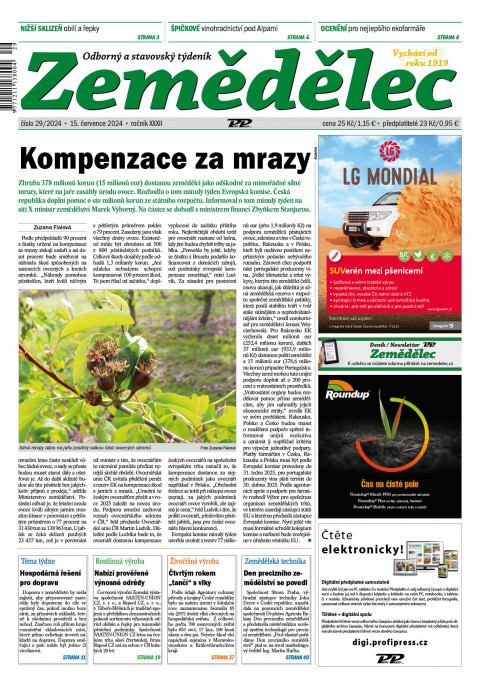 Obálka titulu Zemědělec - vydanie č. 29/2024