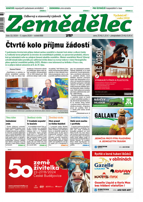 Obálka titulu Zemědělec - vydanie č. 32/2024