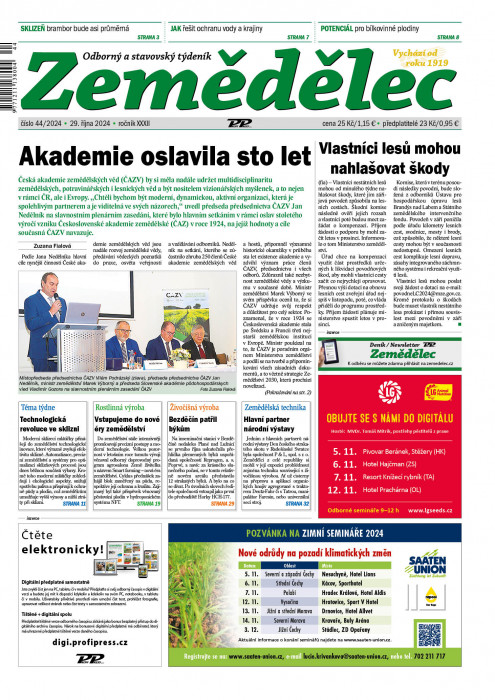 Obálka titulu Zemědělec - vydanie č. 44/2024