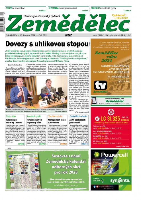 Obálka titulu Zemědělec - vydanie č. 47/2024