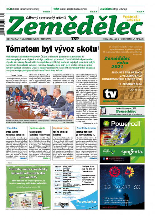 Obálka titulu Zemědělec - vydanie č. 48/2024
