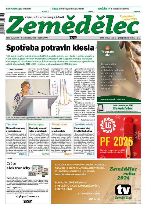 Obálka titulu Zemědělec - vydanie č. 50/2024