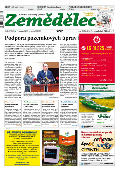 Obálka titulu Zemědělec - vydanie č. 8/2025