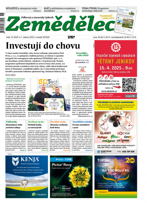 Obálka titulu Zemědělec - vydanie č. 15/2025