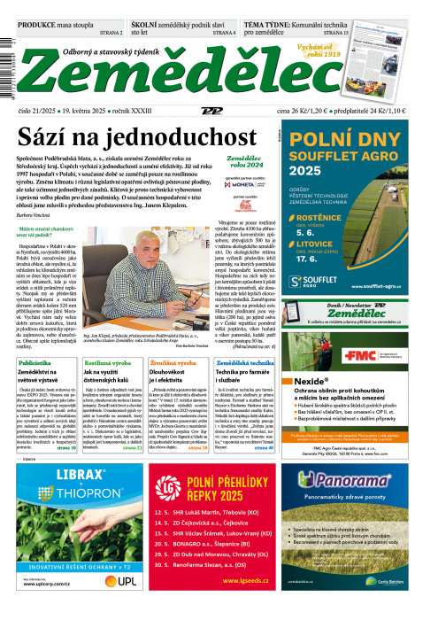 Obálka titulu Zemědělec - vydanie č. 21/2025
