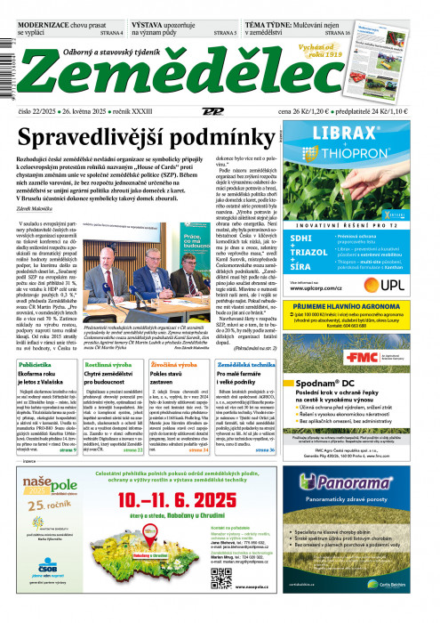 Obálka titulu Zemědělec - vydanie č. 22/2025