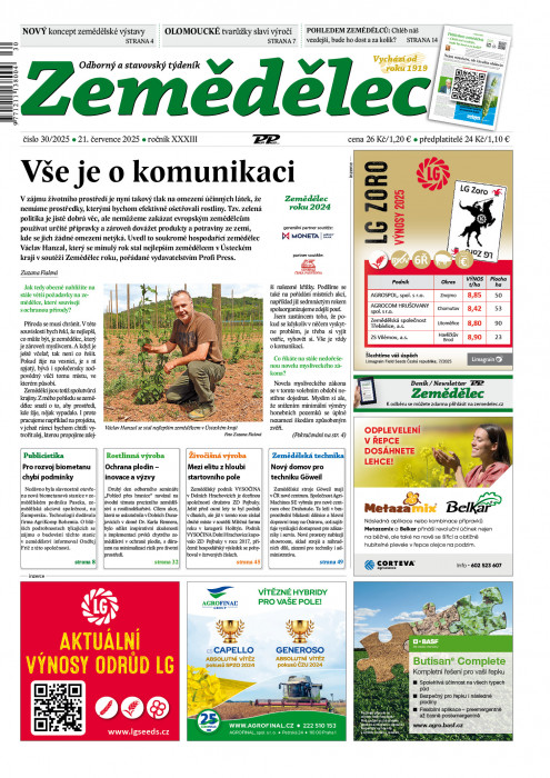 Obálka titulu Zemědělec - vydanie č. 30/2025