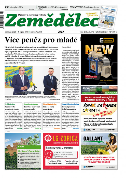 Obálka titulu Zemědělec - vydanie č. 32/2025