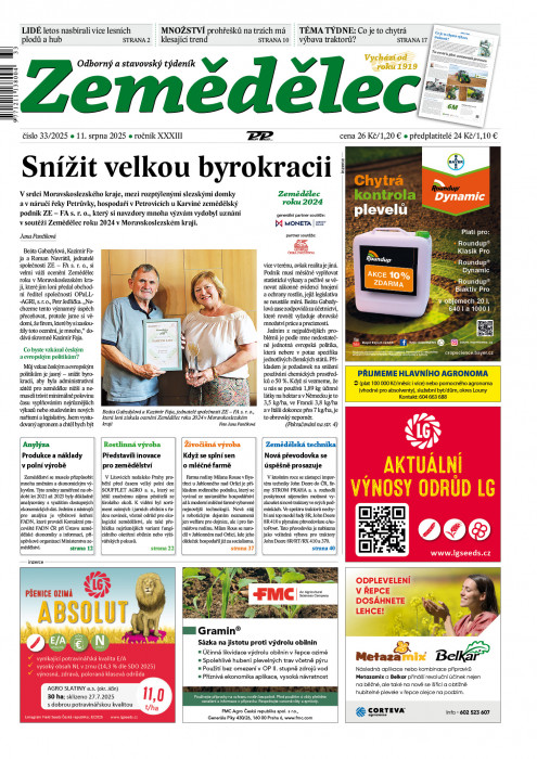 Obálka titulu Zemědělec - vydanie č. 33/2025