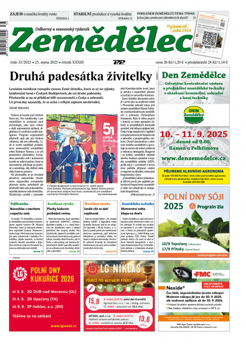 Obálka titulu Zemědělec - vydanie č. 35/2025