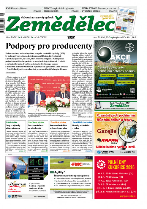 Obálka titulu Zemědělec - vydanie č. 36/2025