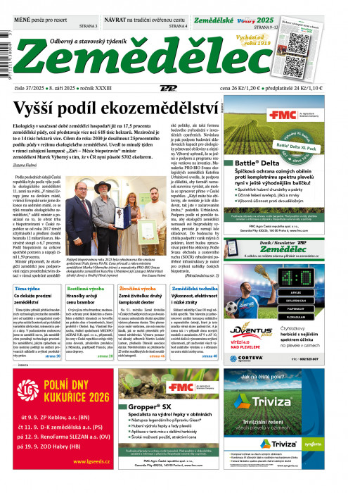 Obálka titulu Zemědělec - vydanie č. 37/2025