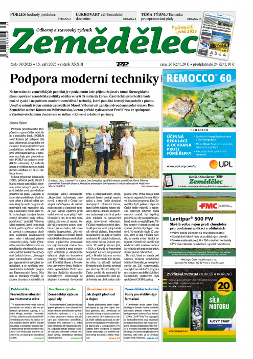Obálka titulu Zemědělec - vydanie č. 38/2025