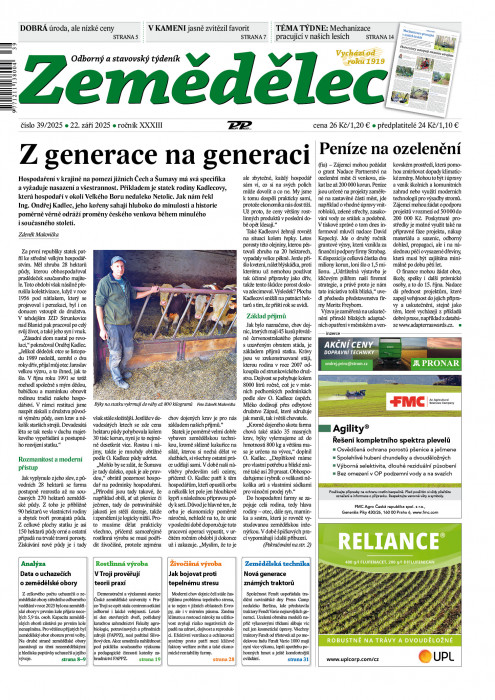 Obálka titulu Zemědělec - vydanie č. 39/2025