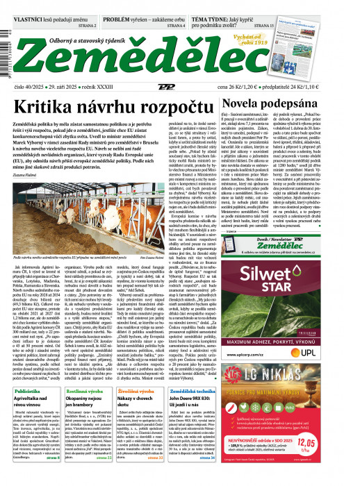 Obálka titulu Zemědělec - vydanie č. 40/2025
