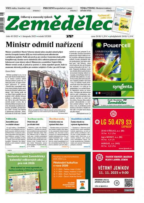 Obálka titulu zemedelec