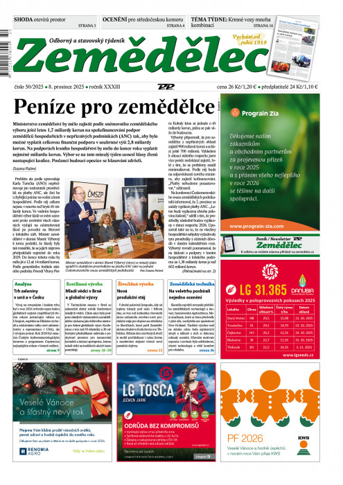 Obálka titulu Zemědělec - vydanie č.&nbsp;50/2025
