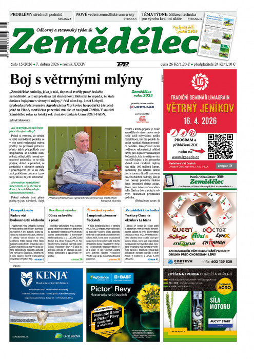 Obálka titulu Zemědělec - vydanie č.&nbsp;15/2026