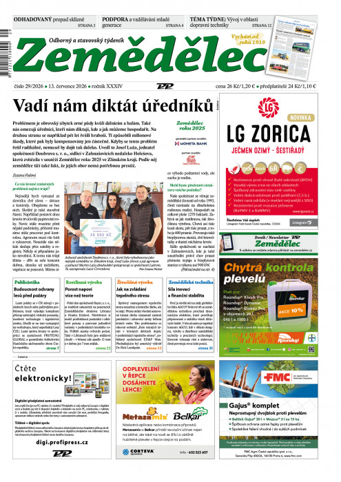 Obálka titulu Zemědělec - vydanie č.&nbsp;29/2026